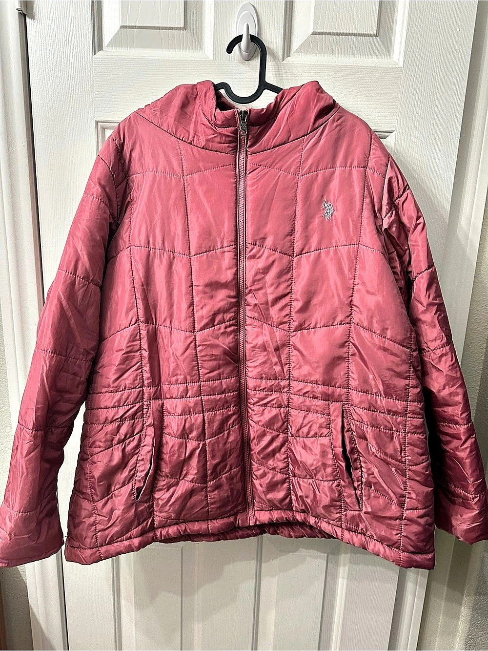 U.S. Polo Assn. Puffer Jacket Quilted Hooded Jacket Pink 2X